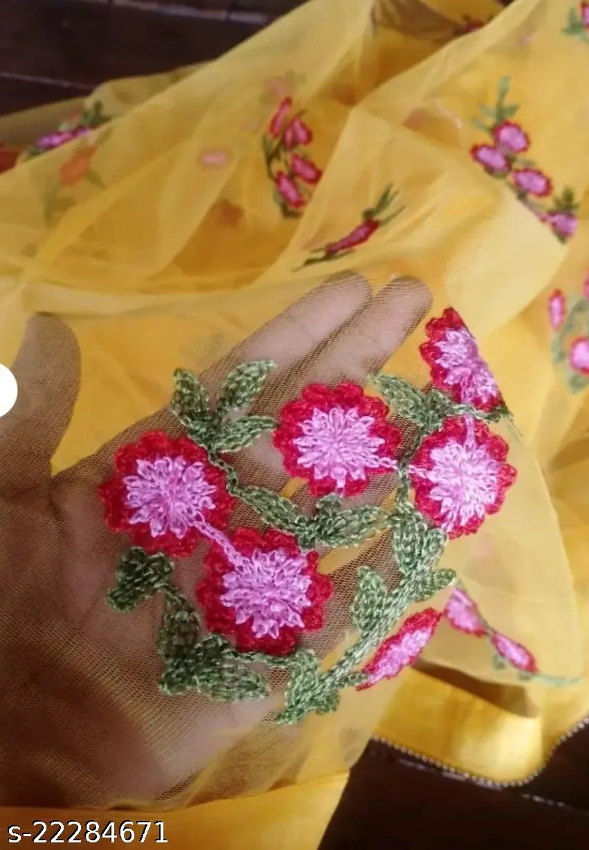 Net Yellow Embroidered Blouse - Image 2