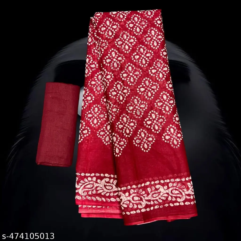 Jaipuri Hand Block Printed Cotton Saree - Image 2
