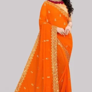 Cutwork Mirror Saree: Exquisite Reflection