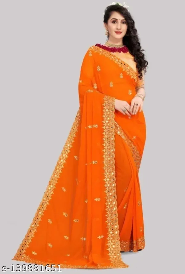 Cutwork Mirror Saree: Exquisite Reflection