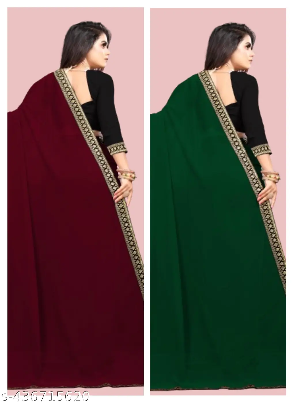 Maharani Lace Saree: Square Border (Pack of 2) - Image 3