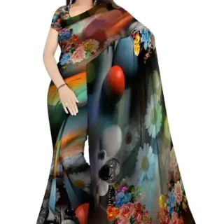 Digital Printed Saree Blouse: Party Wear
