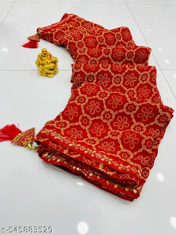 Festive Printed Saree: Georgette & Bandhani