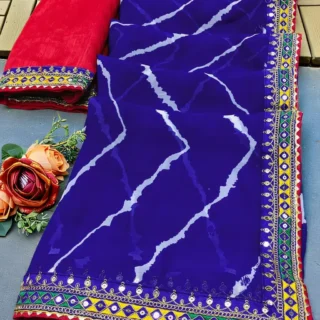 Sawan Bandhani Georgette Saree: Mothra Design