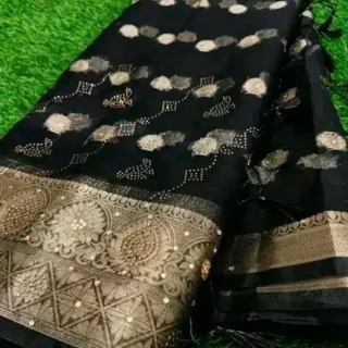 Diamond Jhalar Organza Silk Saree