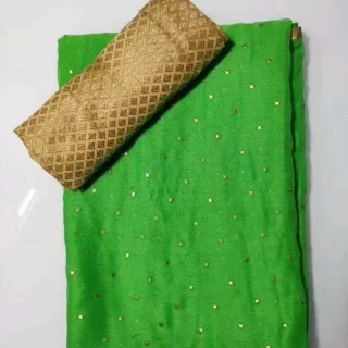Emerald Green Beaded Chiffon Saree Blouse