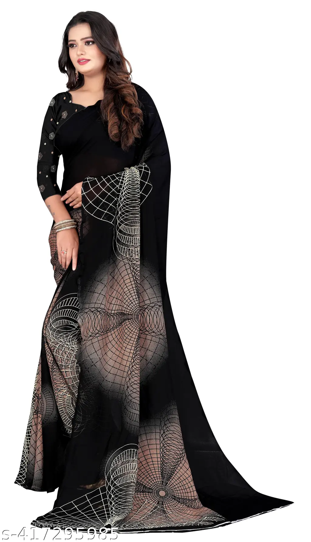 Leelavati Bollywood Print Georgette Saree - Image 3