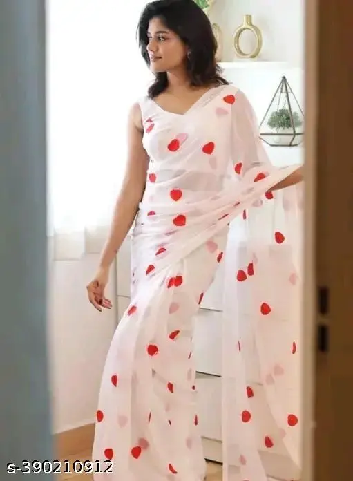 Embroidered Georgette Saree Trendy Meesho Find - Image 3