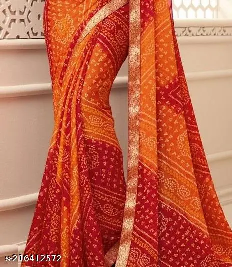 Bandhani Georgette Saree with Banarasi Lace - Image 4