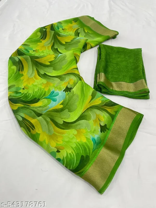 Dori Sarees: Light Green Georgette Saree