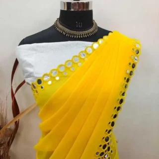 Fency Georgette Cut Work Saree