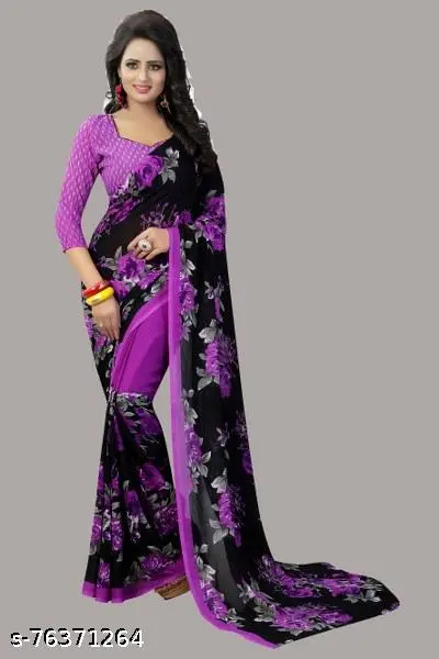 Floral Georgette Saree Blouse Pieces (2Pack) - Image 3