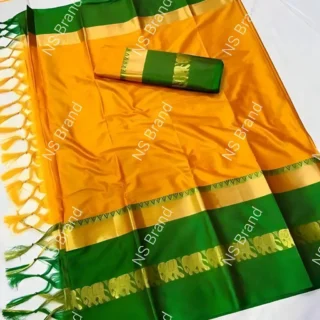 o3vwl_1024.webp Gold Green Cotton Silk Saree