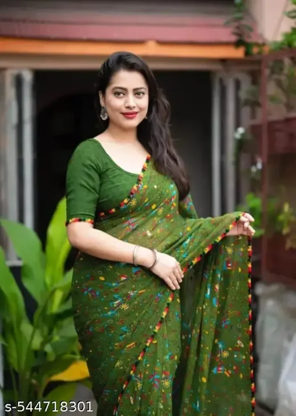 Dhanlaxmi Kalamkari Georgette Saree