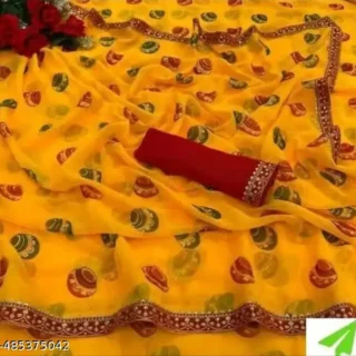 o4i78_1024.webp Yellow Bandhej Georgette Saree: Trendy & Soft