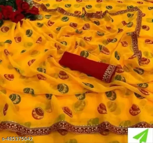 o4i78_1024.webp Yellow Bandhej Georgette Saree: Trendy & Soft