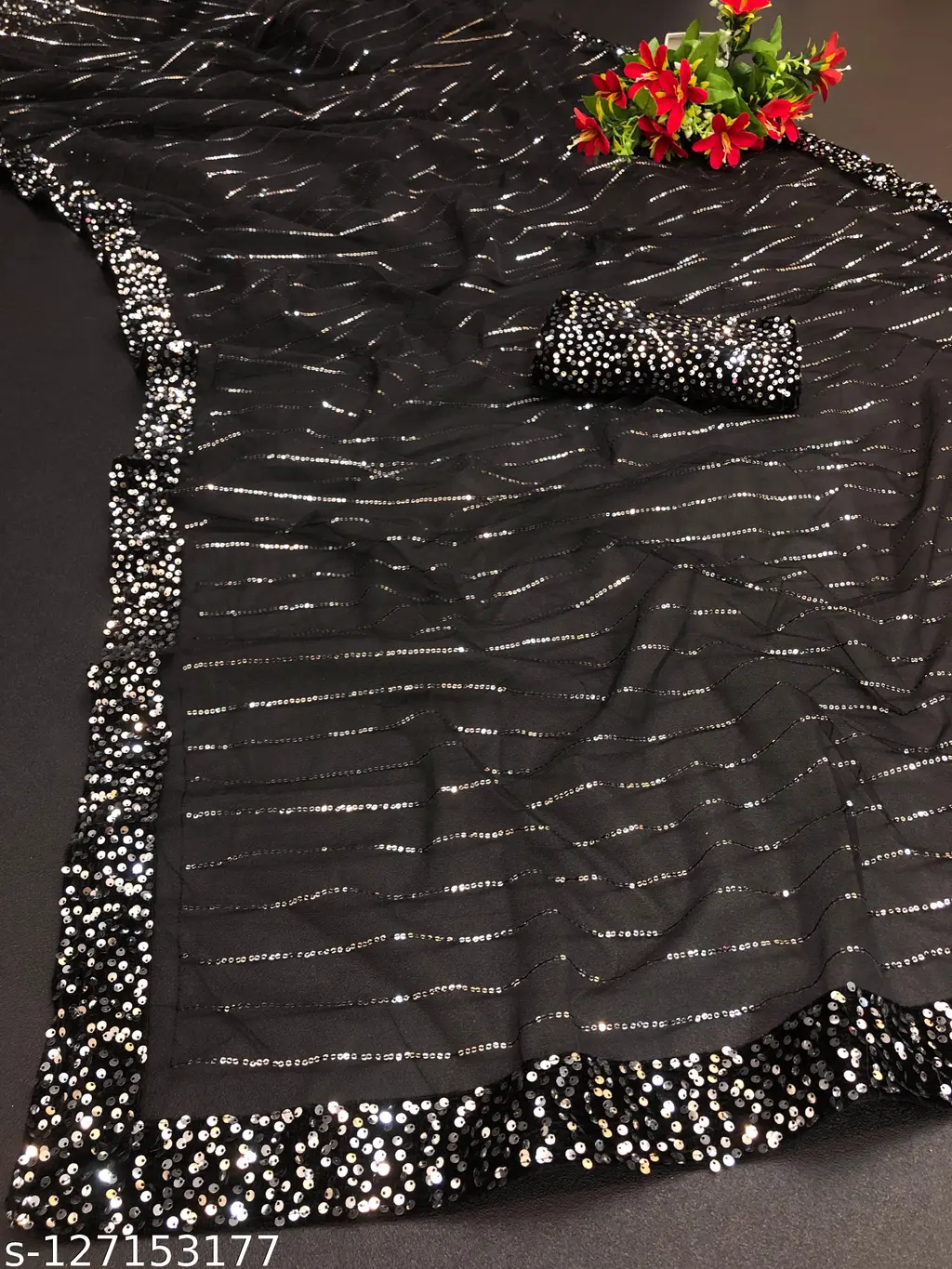 Sparkling Sequence Saree: Party Ready - Image 2