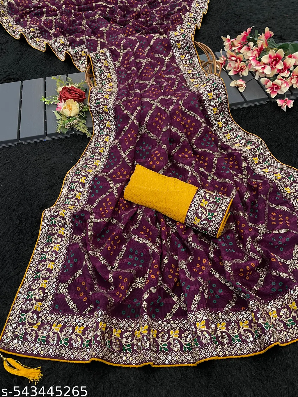Foiled Bandhani Saree: Haldi Special - Image 3