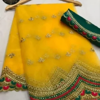 ohu2x_1024.webp Bhagalpuri Net Organza Embroidery Saree Yellow