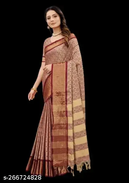 Woven Cotton Silk Jacquard Saree & Blouse - Image 2