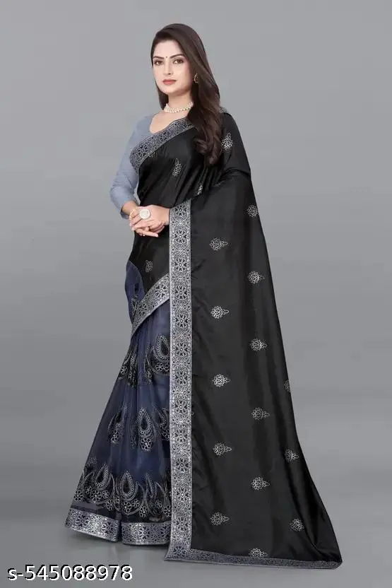 Embroidered Bollywood Net Saree - Image 2