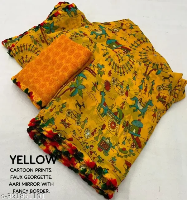 Georgette Kalamkari Saree: Dhanlaxmi Best