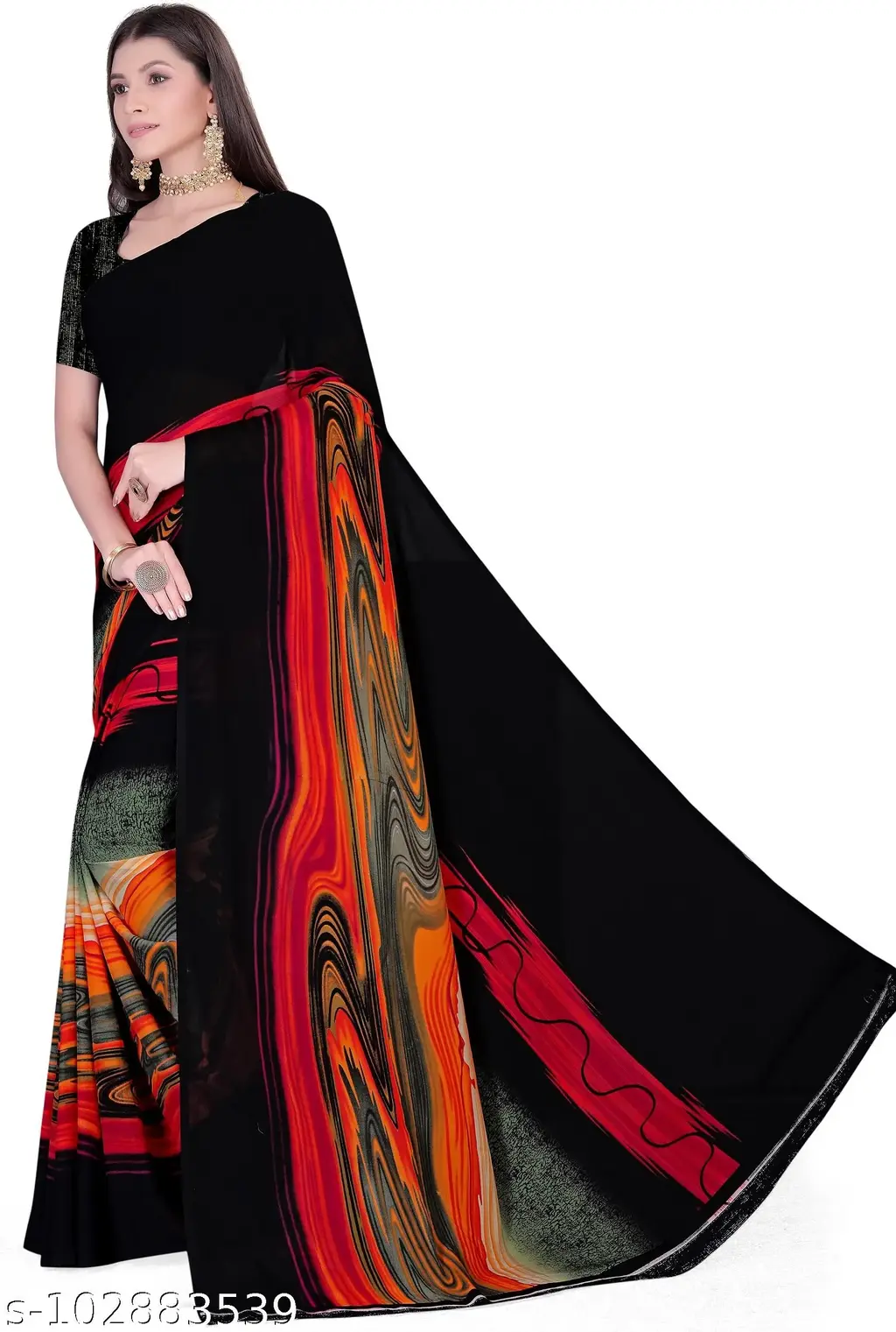 Leelavati Black Georgette Daily Wear Saree - Image 4