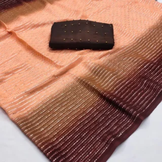 Peach Jari Saree: Padded Comfort