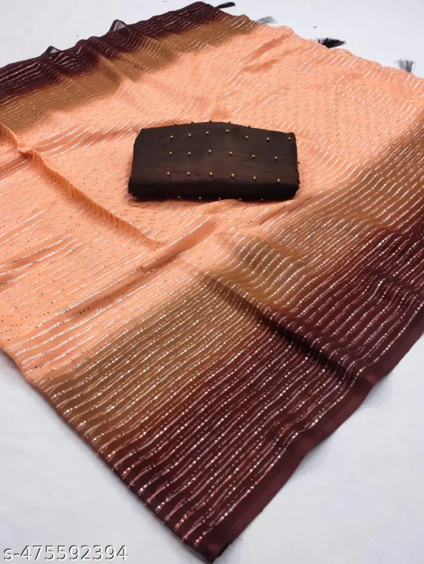 Peach Jari Saree: Padded Comfort