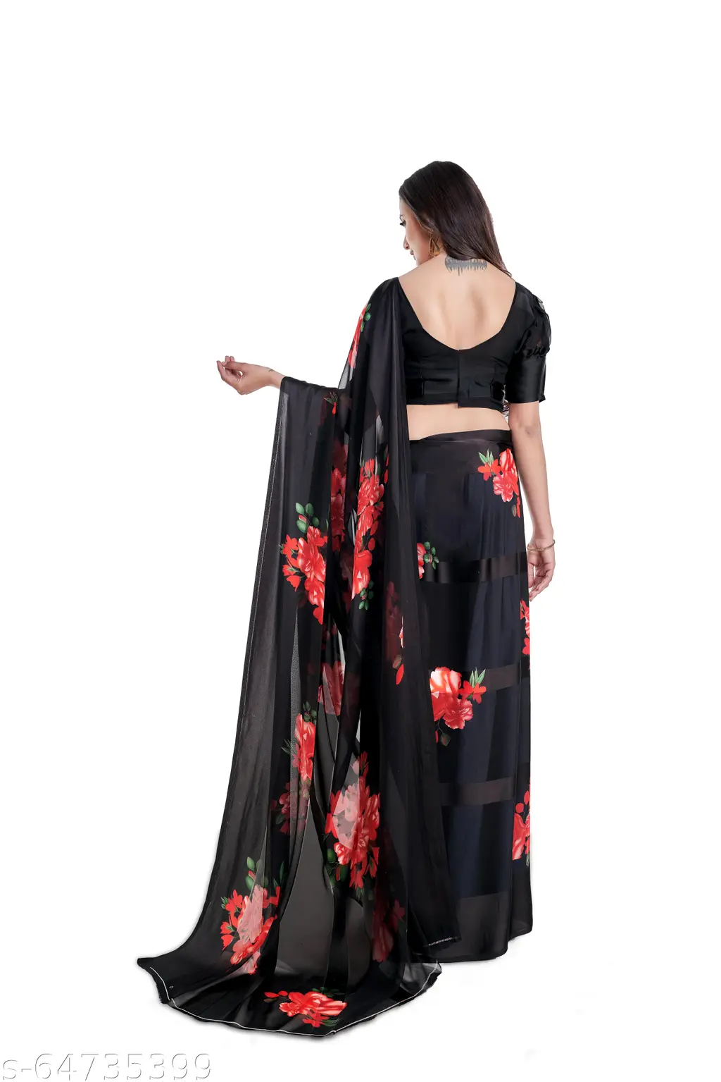 Elegant Women's Satin Patta Saree - Image 3