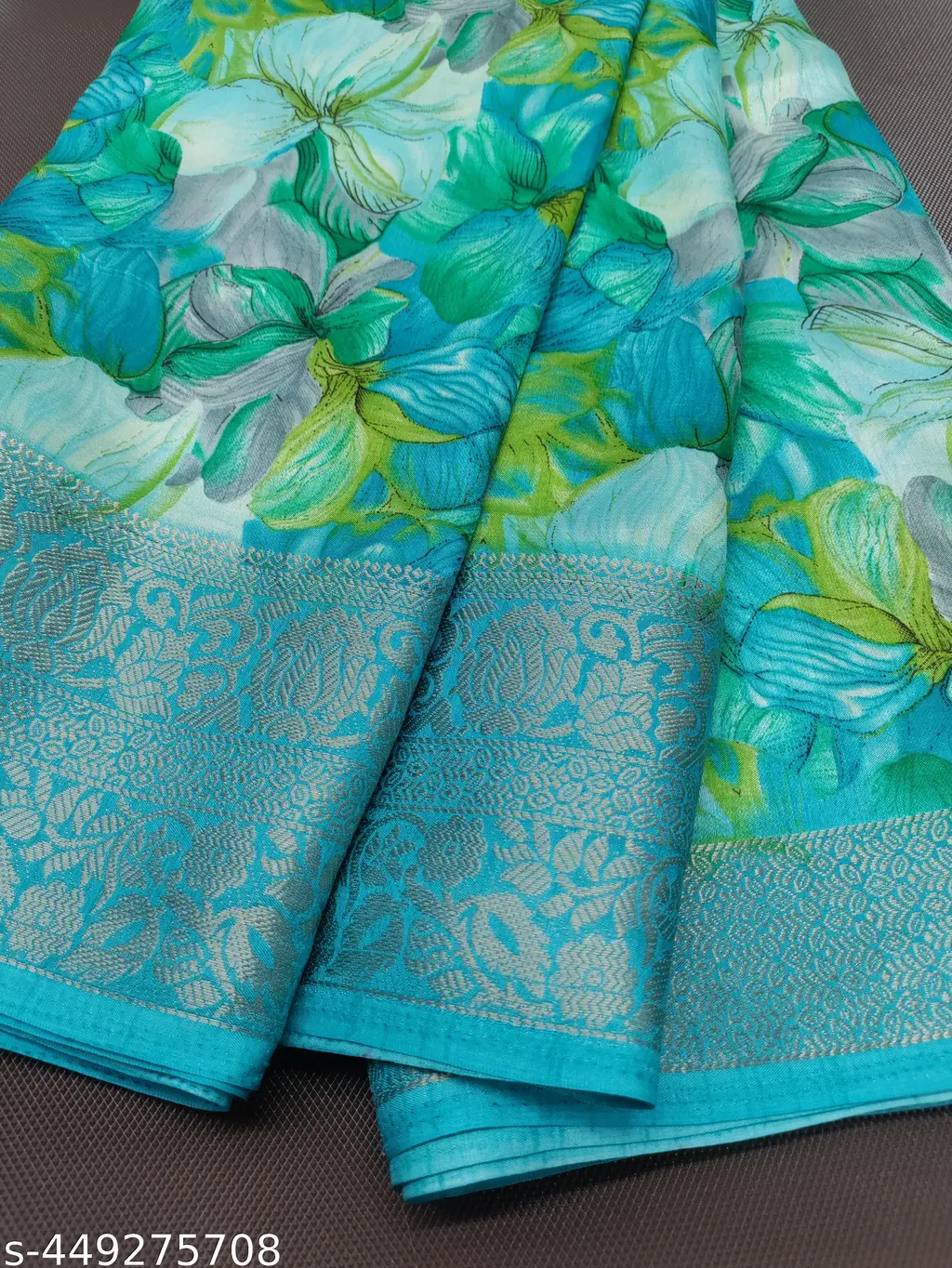 Digital Floral Dola Silk Saree - Image 2