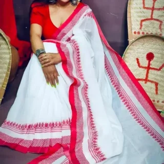Lal Sada Durga Puja Saree Collection