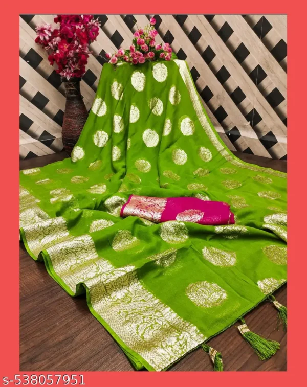 Pure Viscose Georgette Jacquard Butta Saree