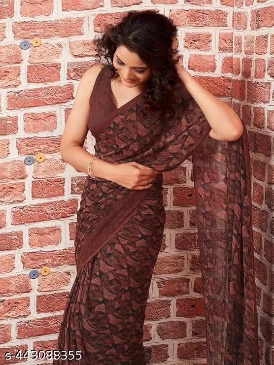 Georgette Printed Saree: New Arrival - Image 2