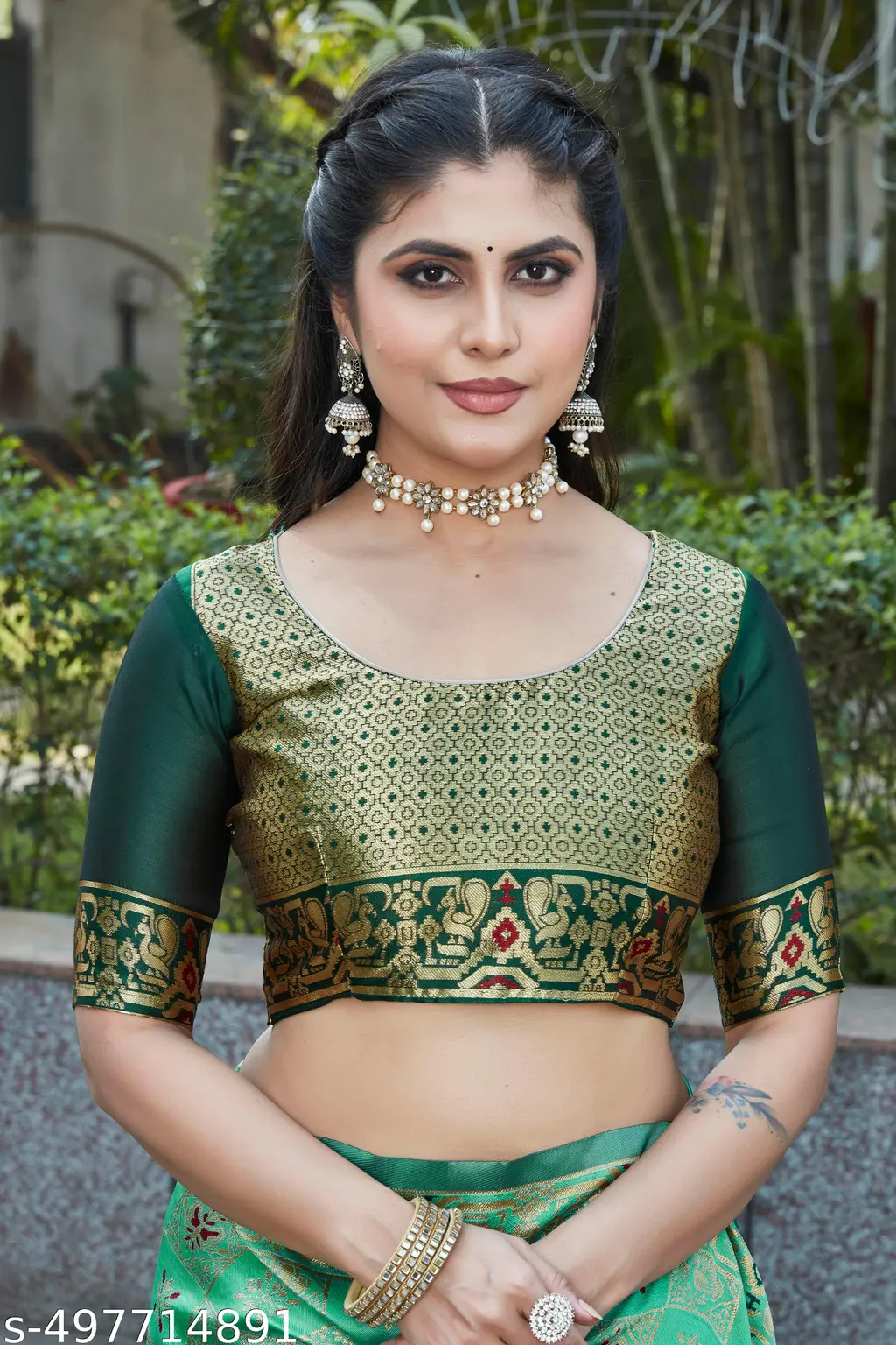 Cotton Silk Jacquard Saree & Blouse - Image 4