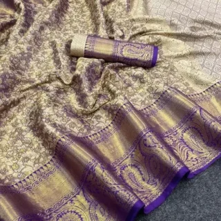 Purple Kanjeevaram Banarasi Silk Saree