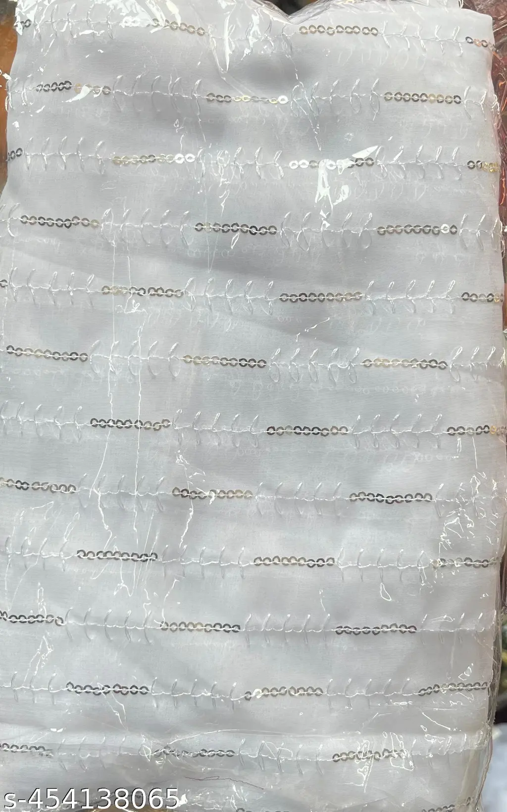 White Georgette Saree: Heavy Beads & Sequences - Image 2