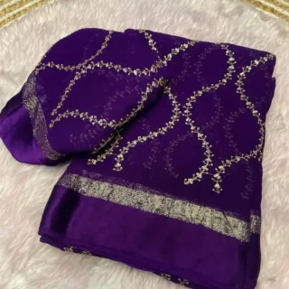 Embroidered Viscose Zari Saree Unstitched