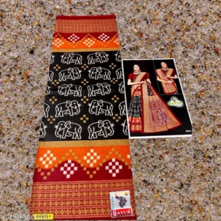 prx5n_1024.webp Red Zari Border Cotton Blend Saree