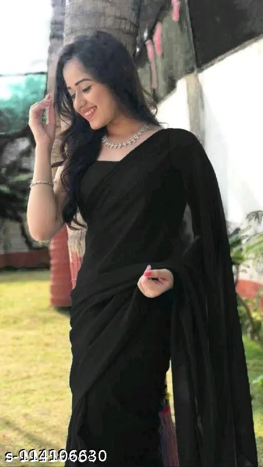 Elegant Black Chiffon Saree - Image 3