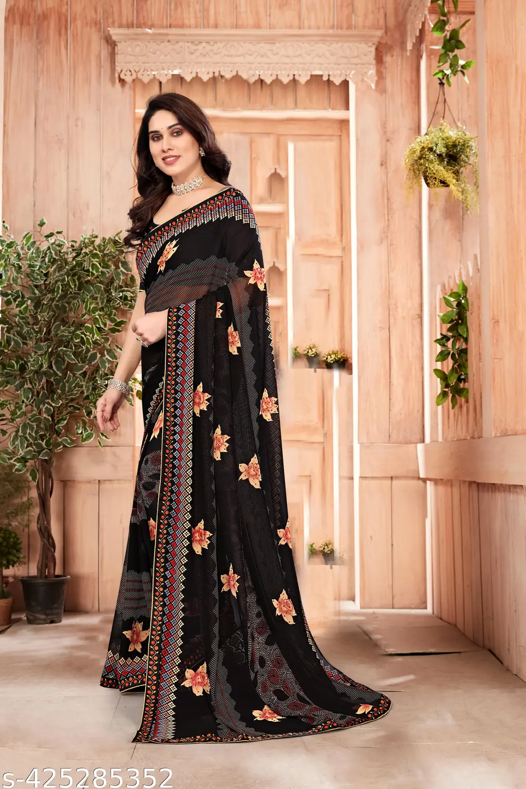 Printed Georgette Saree: New Arrival - Image 4