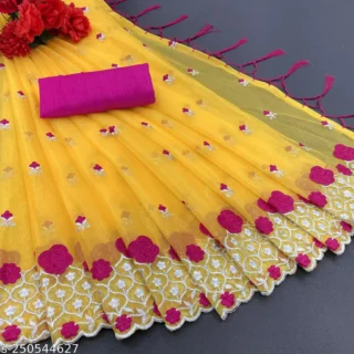 pyrtw_1024.webp Exquisite Embroidered Net Sari & Blouse Set