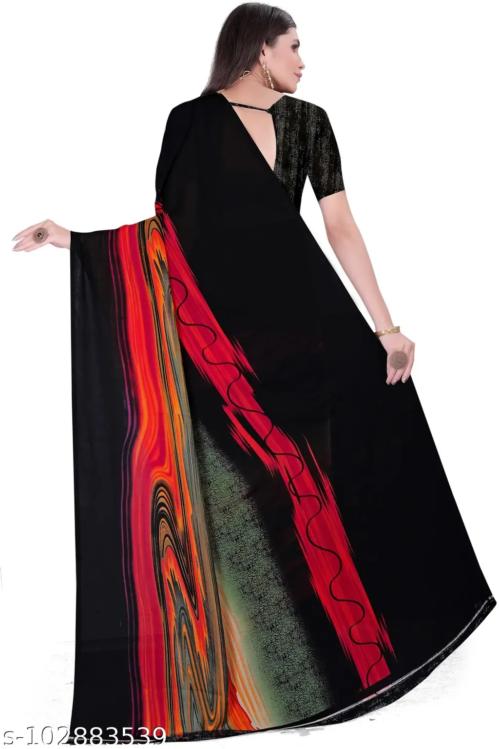 Leelavati Black Georgette Daily Wear Saree - Image 3