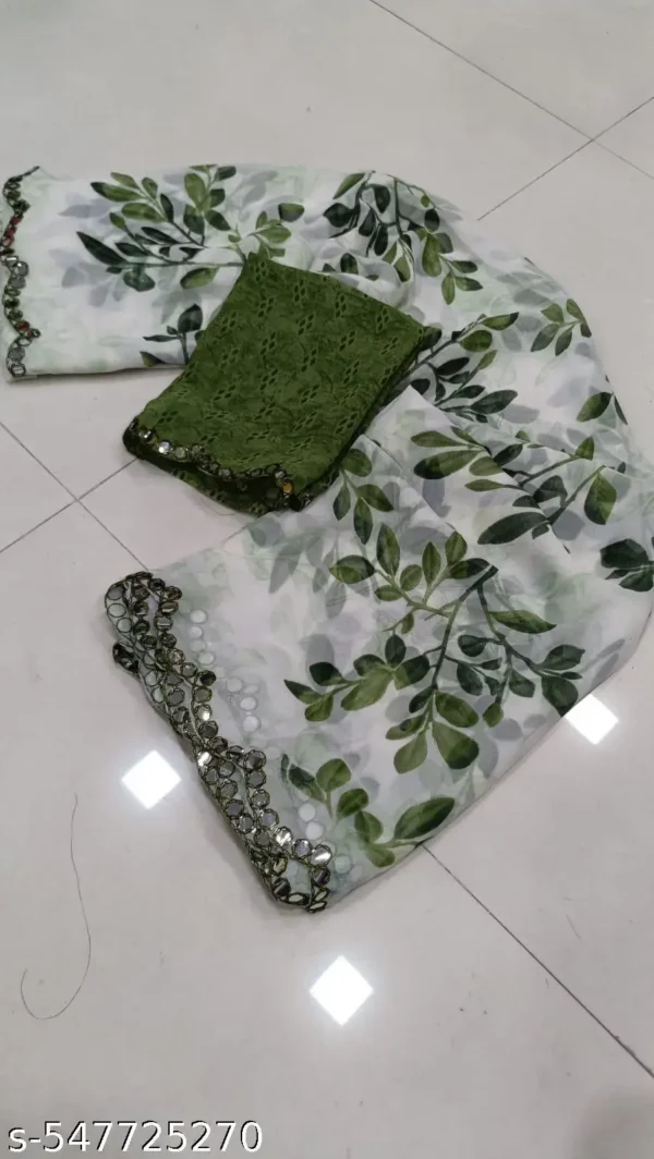 Balaji's Printed Georgette Saree: Mirar Lace
