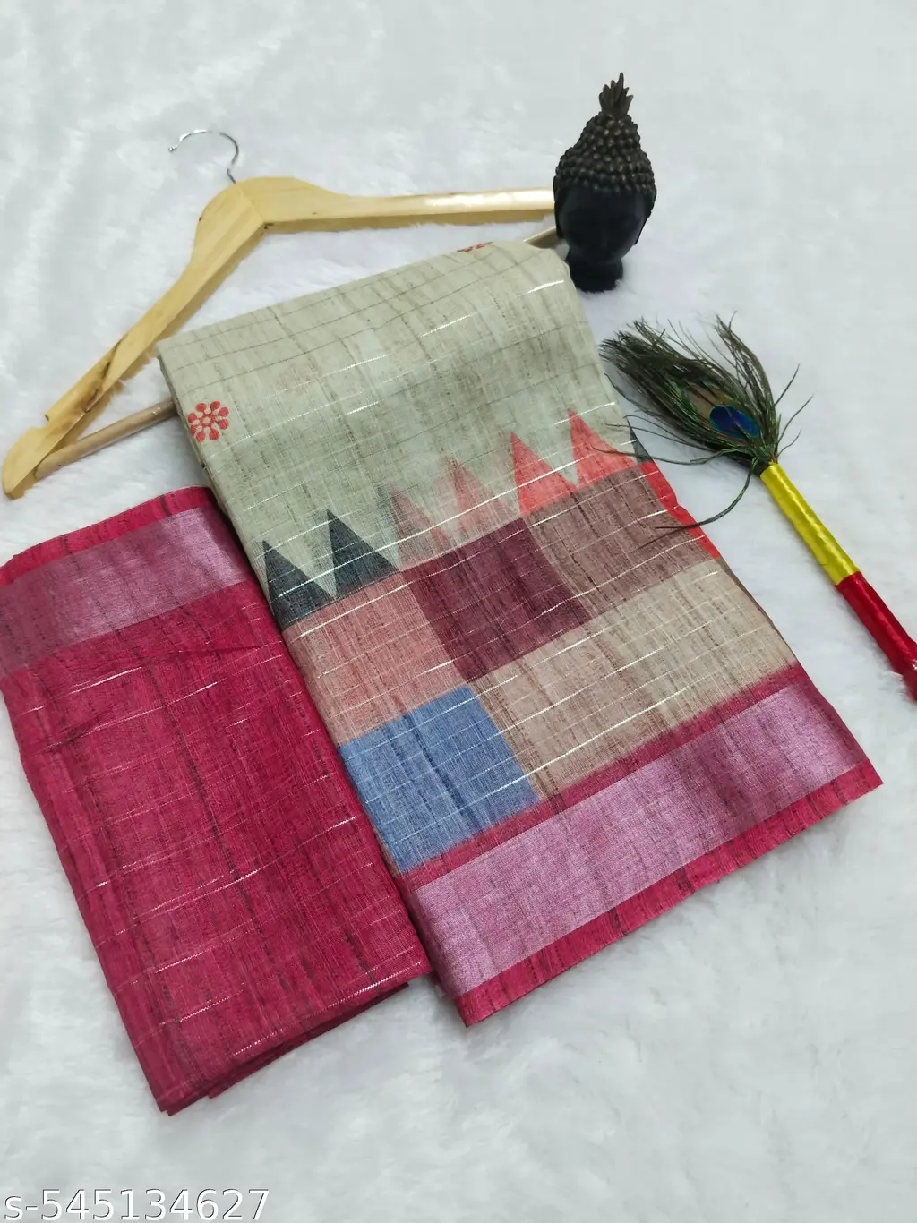 Bollywood Kanjeevaram Linen Cotton Digital Saree - Image 4