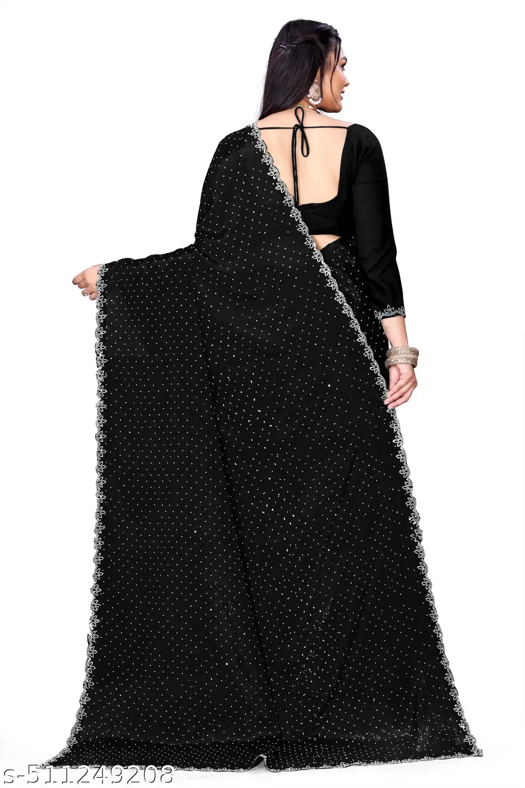 Black Silk Saree: Embellished Work of Art - Image 3