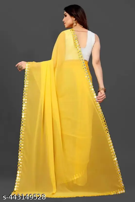 Fancy Georgette Cut Work Saree - Image 3