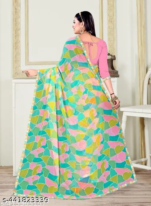 Aai Jari Multicolor Soft Gorge Saree - Image 2