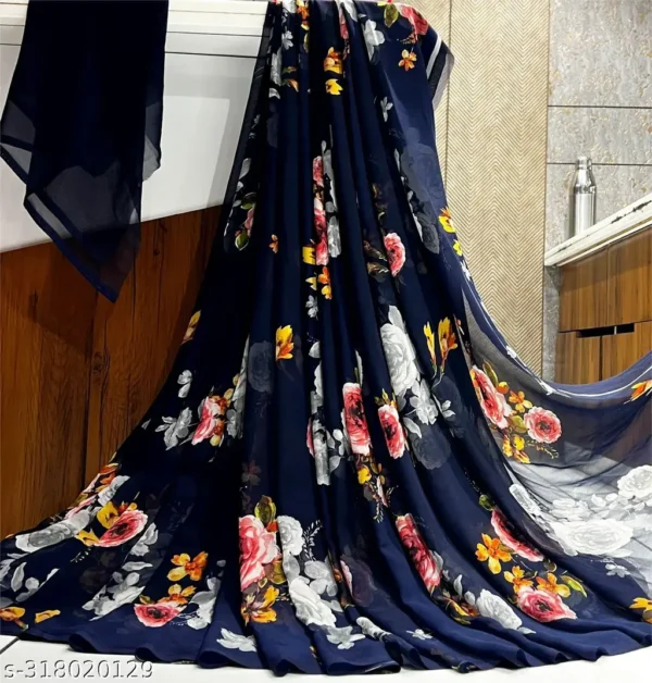 Georgette Floral Saree Blouse: Light & Lovely