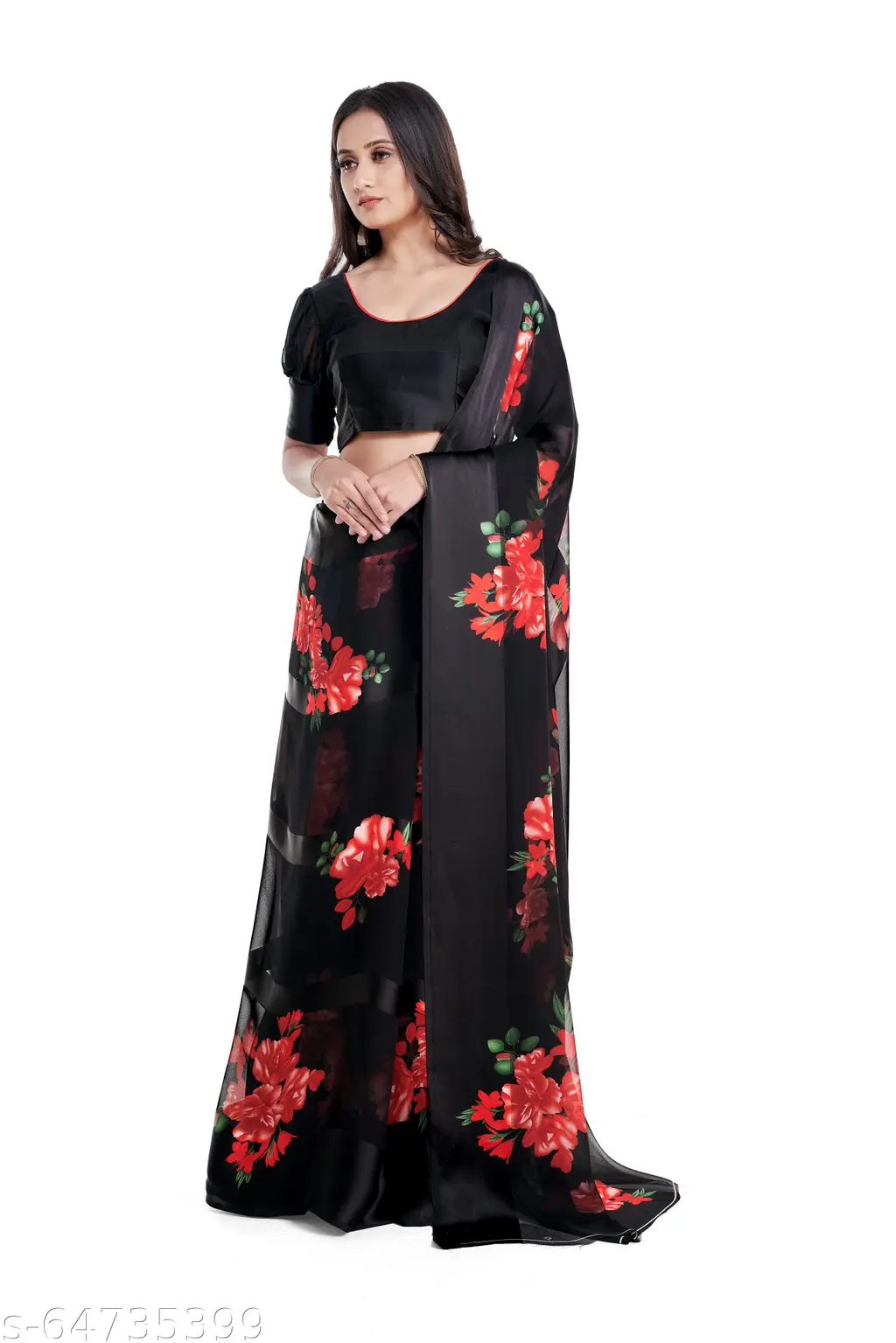 Elegant Women's Satin Patta Saree - Image 4